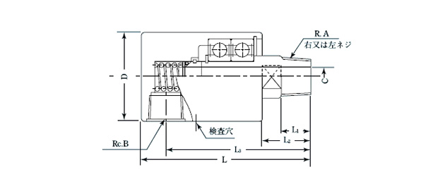 圧力回転継手パールロータリージョイント KCL（単式ネジ取付式） 外形図
